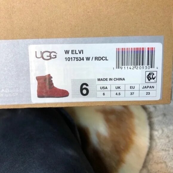 π UGG Women's Rustic Red Suede Leather Ankle Boots Sz 6 | Cozy Fall Boho Style - Picture 9 of 9